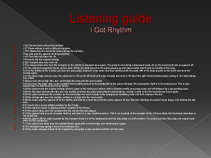 Listening guide I Got Rhythm � � � � � � � 1: 20