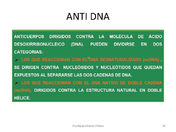 ANTI DNA Dra Roxana Blanco Villarte 39 