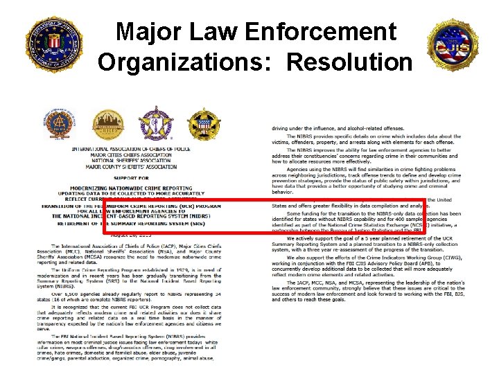 Major Law Enforcement Organizations: Resolution 