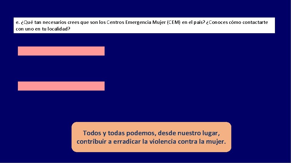 e. ¿Qué tan necesarios crees que son los Centros Emergencia Mujer (CEM) en el