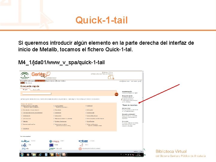 Quick-1 -tail Si queremos introducir algún elemento en la parte derecha del interfaz de