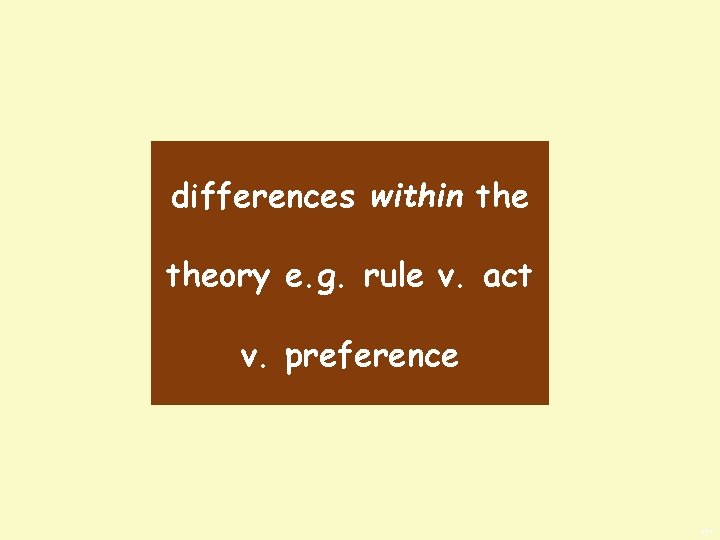 differences within theory e. g. rule v. act v. preference BWS 