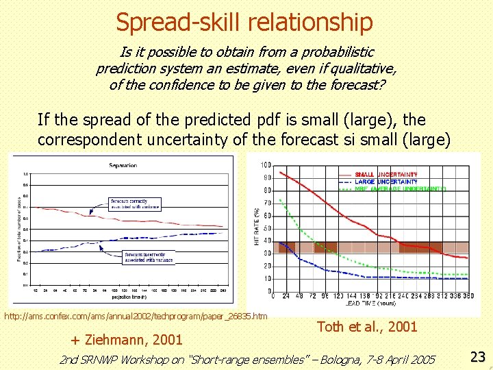 Spread-skill relationship Is it possible to obtain from a probabilistic prediction system an estimate,