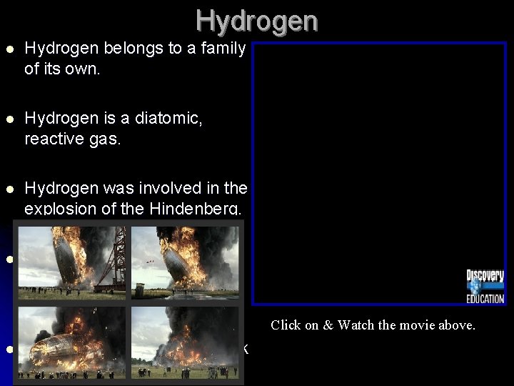 Hydrogen l Hydrogen belongs to a family of its own. l Hydrogen is a