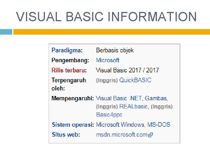 VISUAL BASIC INFORMATION 