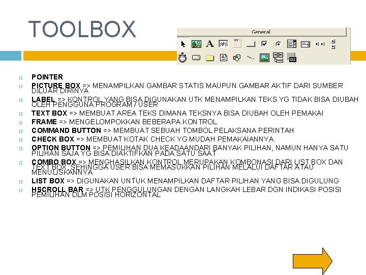 TOOLBOX POINTER PICTURE BOX => MENAMPILKAN GAMBAR STATIS MAUPUN GAMBAR AKTIF DARI SUMBER DILUAR