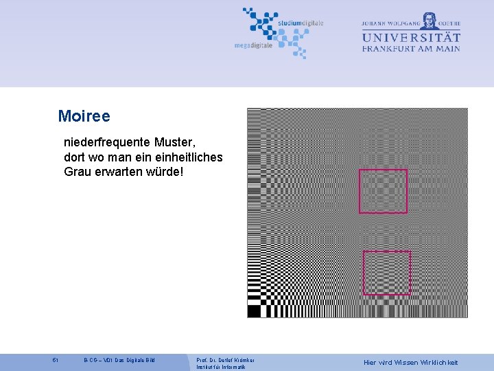 Moiree niederfrequente Muster, dort wo man einheitliches Grau erwarten würde! 51 B-CG – V