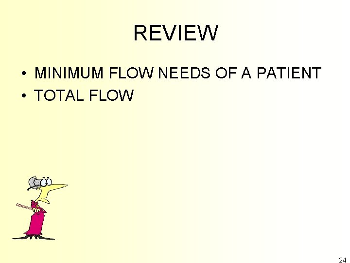 REVIEW • MINIMUM FLOW NEEDS OF A PATIENT • TOTAL FLOW 24 