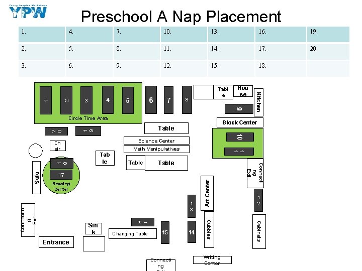 Preschool A Nap Placement 7. 10. 13. 16. 19. 2. 5. 8. 11. 14.