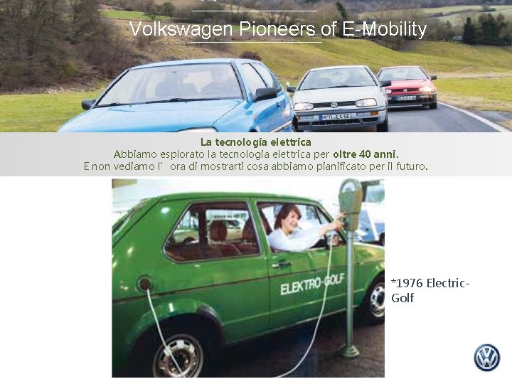 Volkswagen Pioneers of E-Mobility La tecnologia elettrica Abbiamo esplorato la tecnologia elettrica per oltre