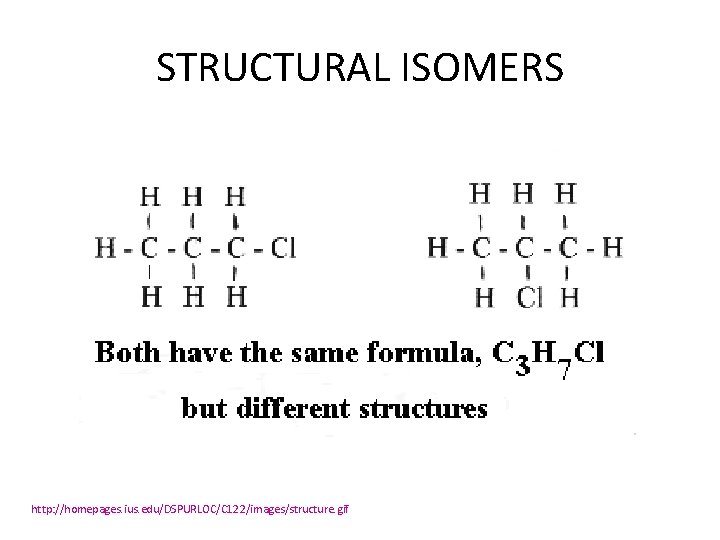 STRUCTURAL ISOMERS http: //homepages. ius. edu/DSPURLOC/C 122/images/structure. gif 