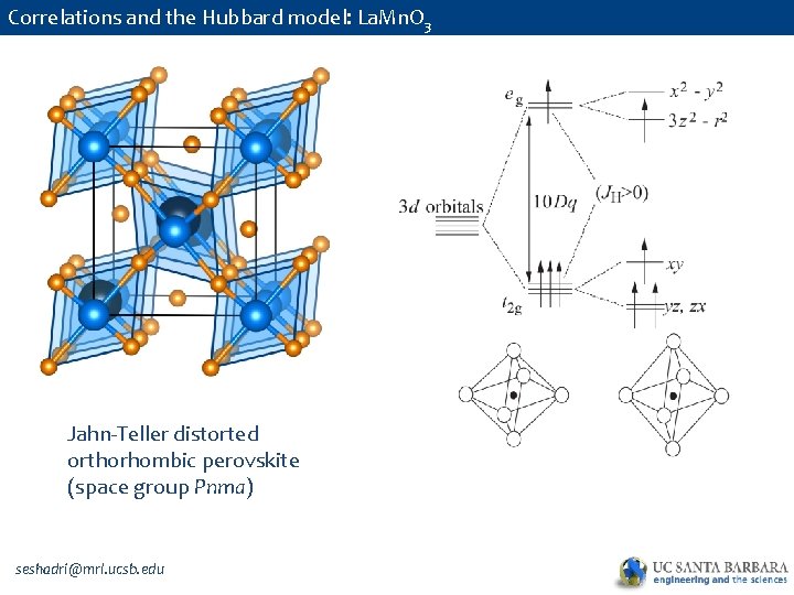 Correlations and the Hubbard model: La. Mn. O 3 Jahn-Teller distorted orthorhombic perovskite (space
