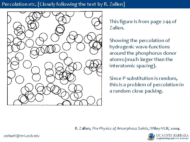 Percolation etc. [Closely following the text by R. Zallen] This figure is from page