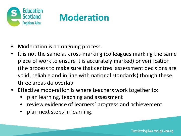 Moderation • Moderation is an ongoing process. • It is not the same as