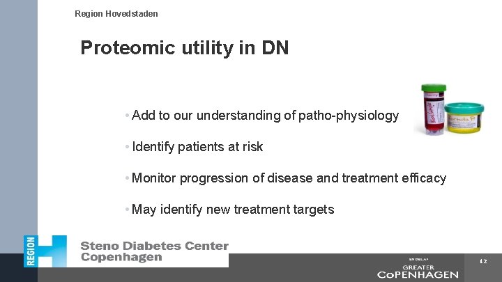 Region Hovedstaden Proteomic utility in DN • Add to our understanding of patho-physiology •