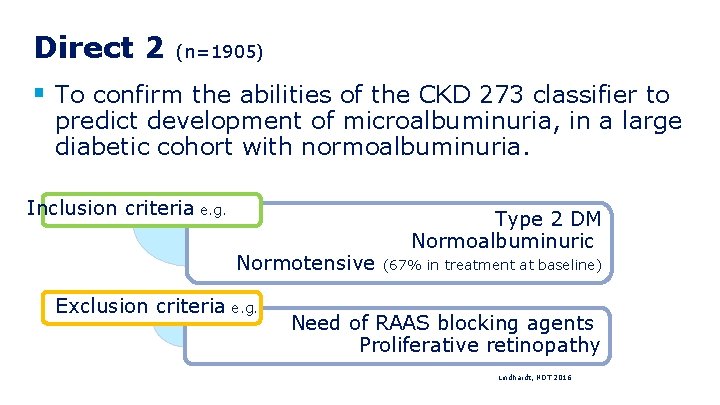 Direct 2 (n=1905) § To confirm the abilities of the CKD 273 classifier to