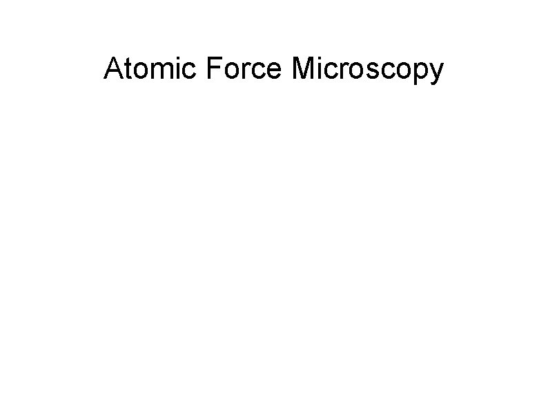 Atomic Force Microscopy 