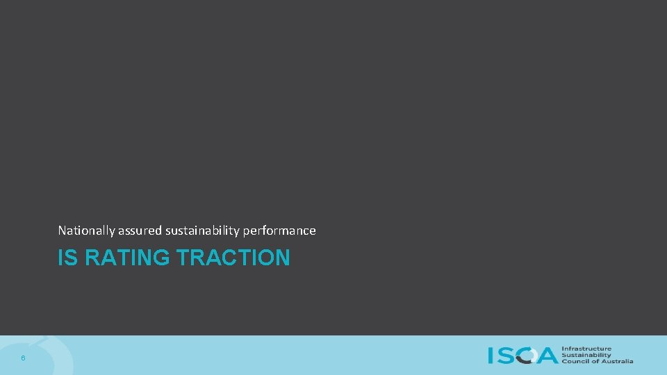 Nationally assured sustainability performance IS RATING TRACTION 6 