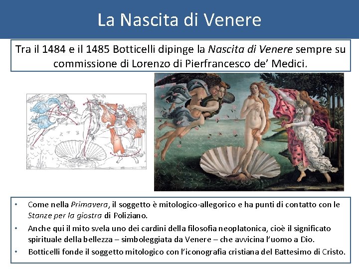 La Nascita di Venere Tra il 1484 e il 1485 Botticelli dipinge la Nascita