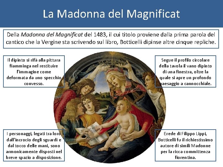 La Madonna del Magnificat Della Madonna del Magnificat del 1483, il cui titolo proviene