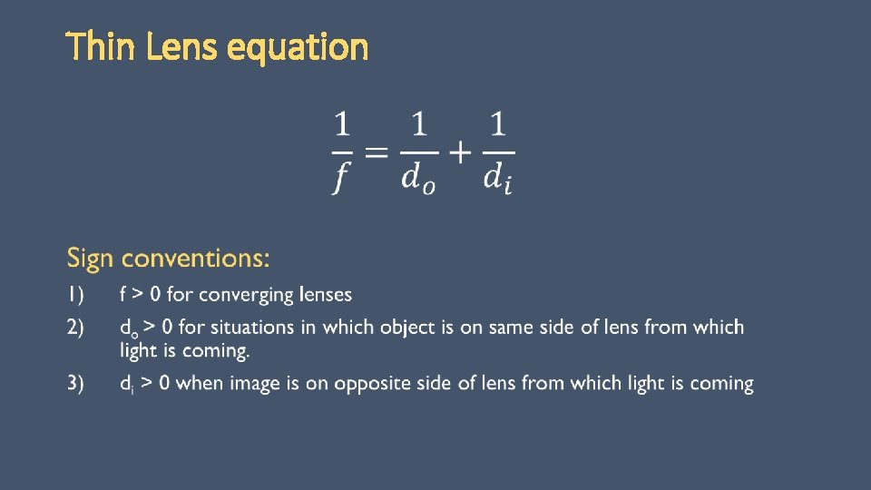 Thin Lens equation 