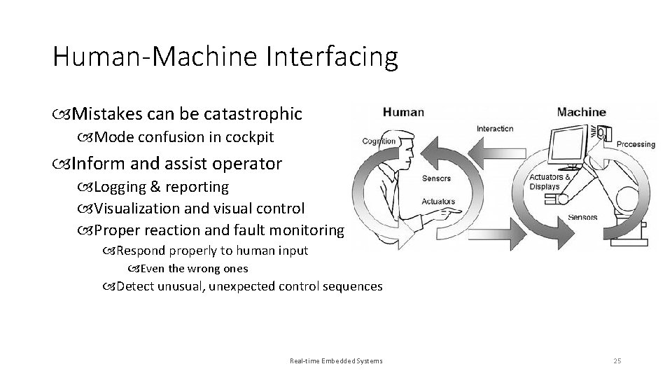 Human-Machine Interfacing Mistakes can be catastrophic Mode confusion in cockpit Inform and assist operator