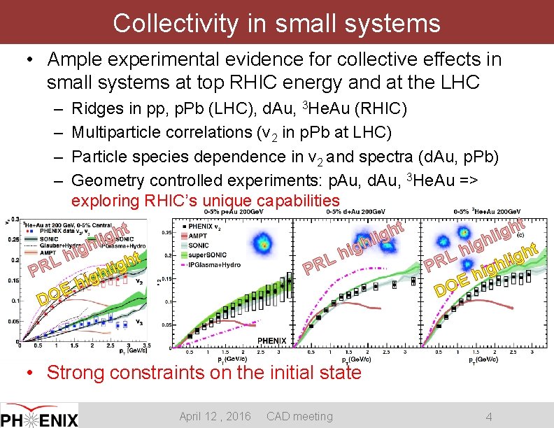 Collectivity in small systems • Ample experimental evidence for collective effects in small systems