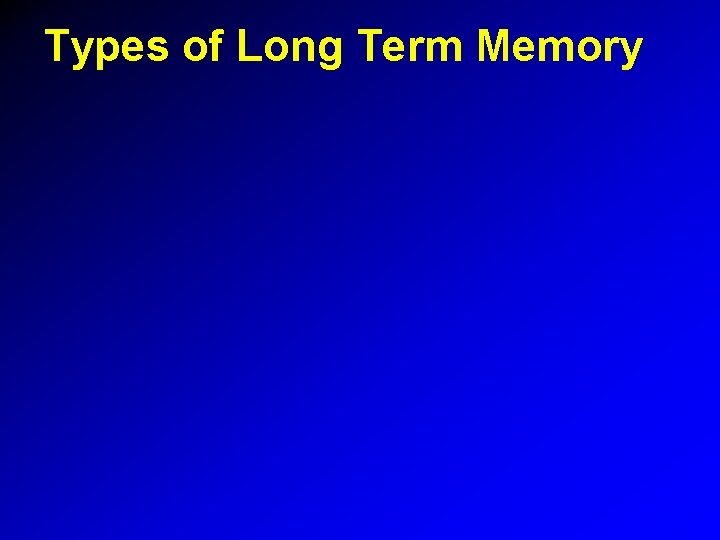 Types of Long Term Memory 