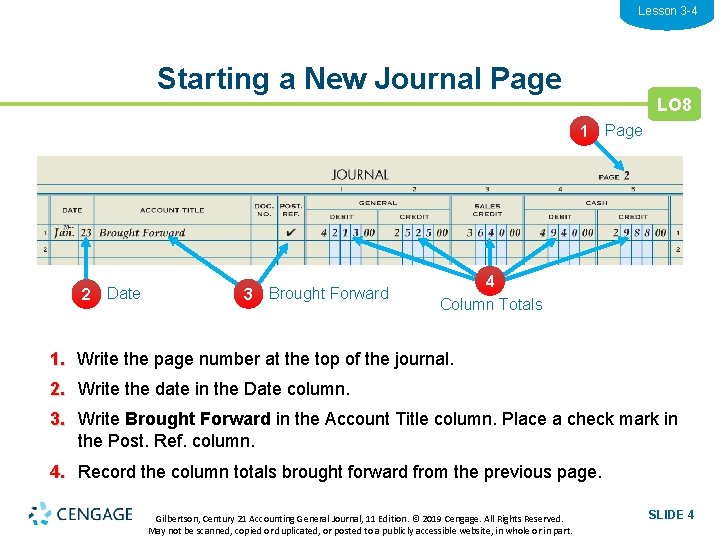 Lesson 3 -4 Starting a New Journal Page LO 8 1 2 Date 3