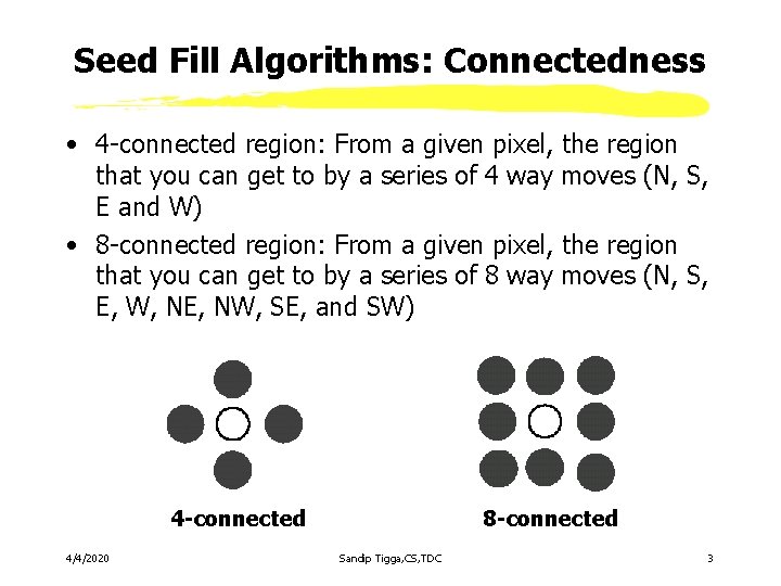 Seed Fill Algorithms: Connectedness • 4 -connected region: From a given pixel, the region Seed Fill Algorithms: Connectedness • 4 -connected region: From a given pixel, the region