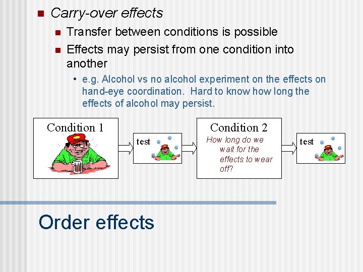 n Carry-over effects n n Transfer between conditions is possible Effects may persist from