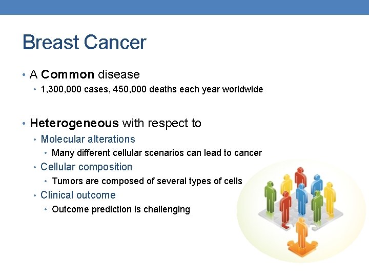 Breast Cancer • A Common disease • 1, 300, 000 cases, 450, 000 deaths