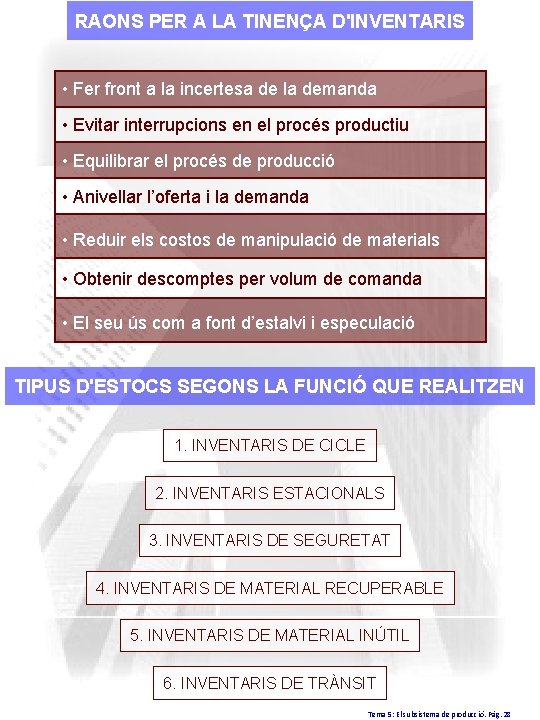 RAONS PER A LA TINENÇA D'INVENTARIS • Fer front a la incertesa de la