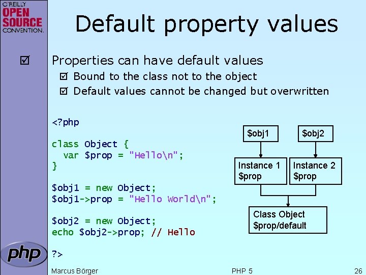 Default property values þ Properties can have default values þ Bound to the class