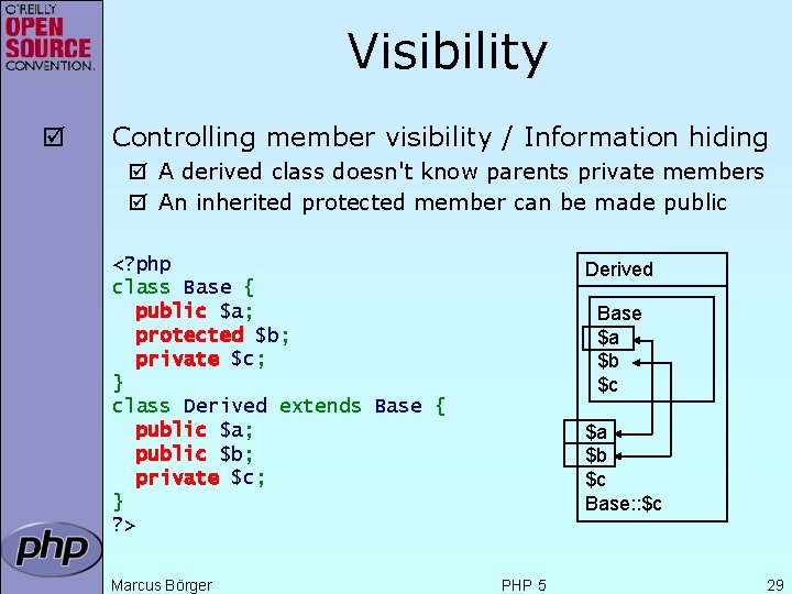 Visibility þ Controlling member visibility / Information hiding þ A derived class doesn't know