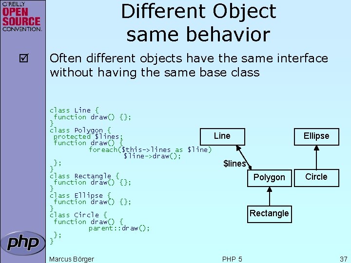 Different Object same behavior þ Often different objects have the same interface without having