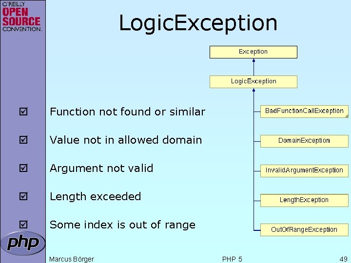 Logic. Exception þ Function not found or similar þ Value not in allowed domain