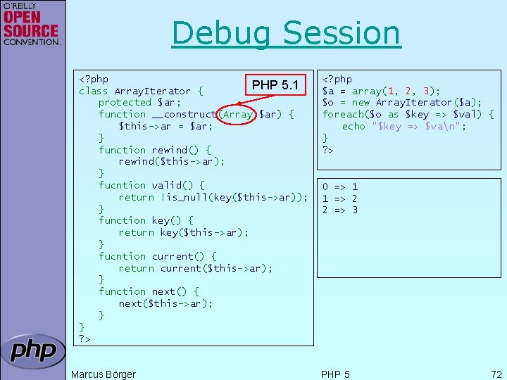 Debug Session <? php PHP 5. 1 class Array. Iterator { protected $ar; function