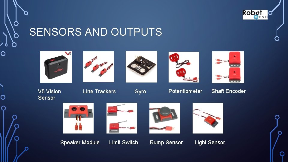 SENSORS AND OUTPUTS V 5 Vision Sensor Line Trackers Speaker Module Gyro Limit Switch