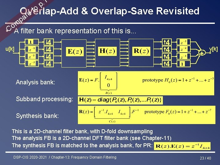 1 p. to Overlap-Add & Overlap-Save Revisited re pa m o • C A