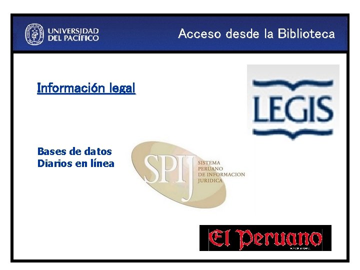 Acceso desde la Biblioteca Información legal Bases de datos Diarios en línea 