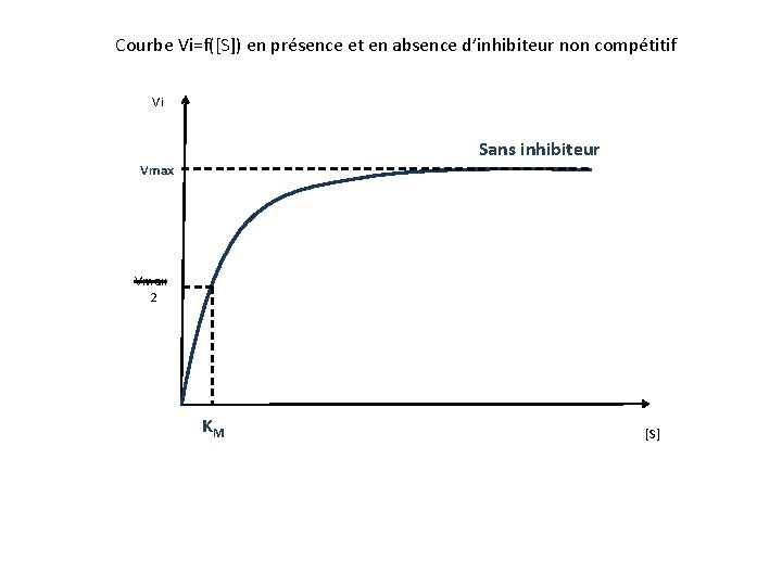 Courbe Vi=f([S]) en présence et en absence d’inhibiteur non compétitif Vi Sans inhibiteur Vmax