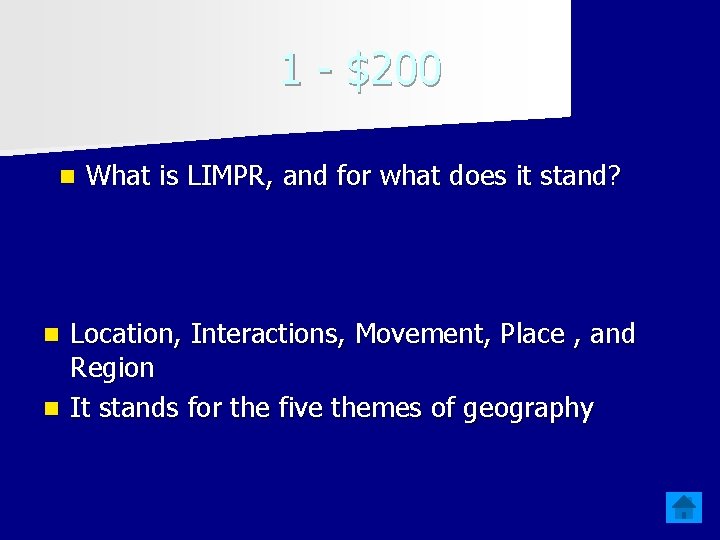 1 - $200 n What is LIMPR, and for what does it stand? Location,