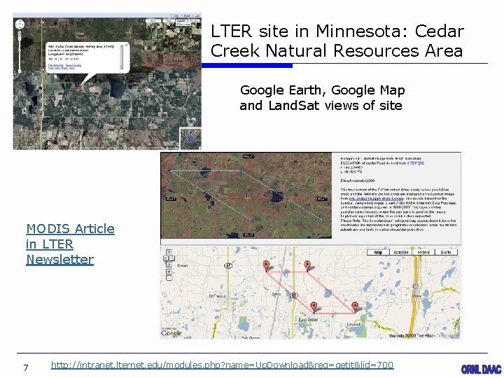 LTER site in Minnesota: Cedar Creek Natural Resources Area Google Earth, Google Map and