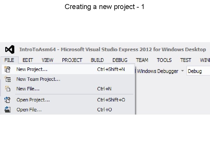 Creating a new project - 1 