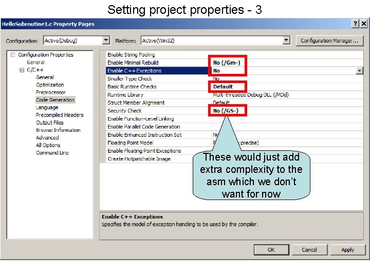 Setting project properties - 3 Setting project properties 3 These would just add extra