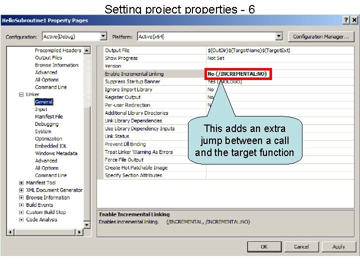 Setting project properties - 6 Setting project properties 6 This adds an extra jump
