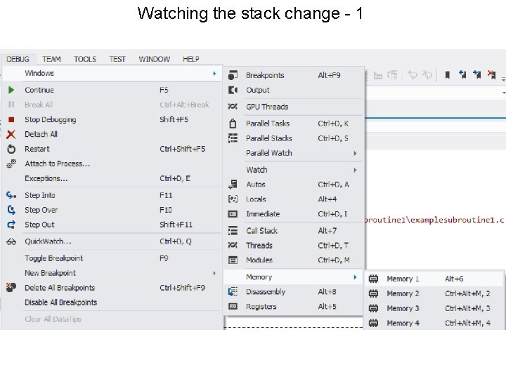 Watching the stack change - 1 Watching the stack change 1 