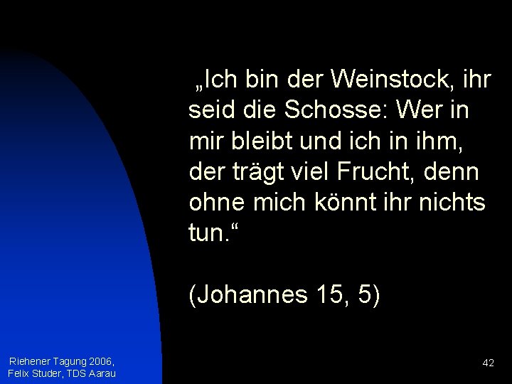 „Ich bin der Weinstock, ihr seid die Schosse: Wer in mir bleibt und ich