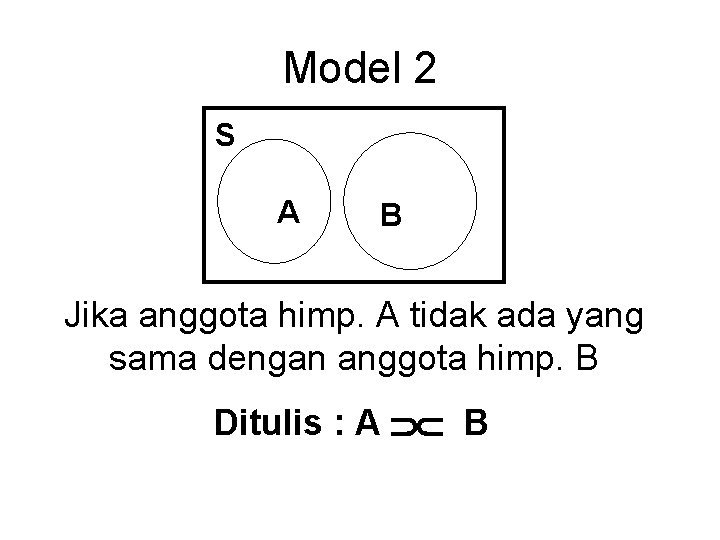 Model 2 S A B Jika anggota himp. A tidak ada yang sama dengan Model 2 S A B Jika anggota himp. A tidak ada yang sama dengan